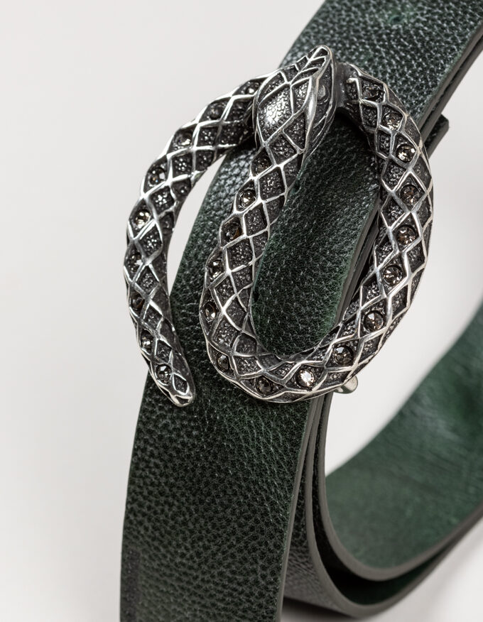 Cinturón Snake Pack. Hebilla con serpiente plateada