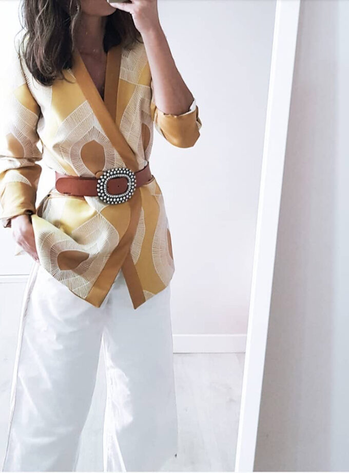 Cinturón de piel con cristales Lighting y hebilla ovalada