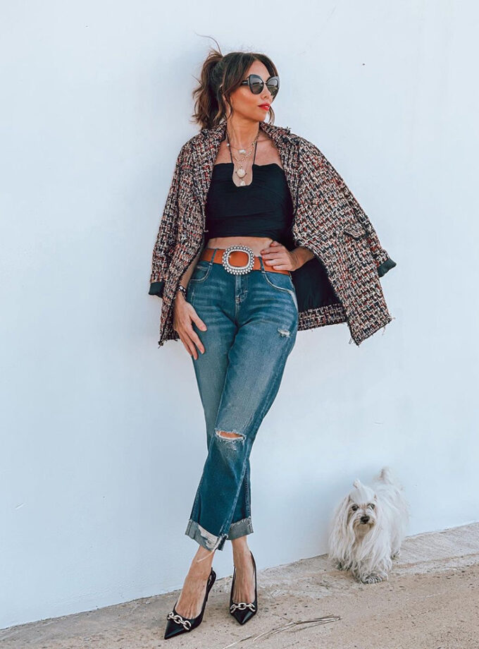 Cinturón de piel con cristales Lighting y hebilla ovalada