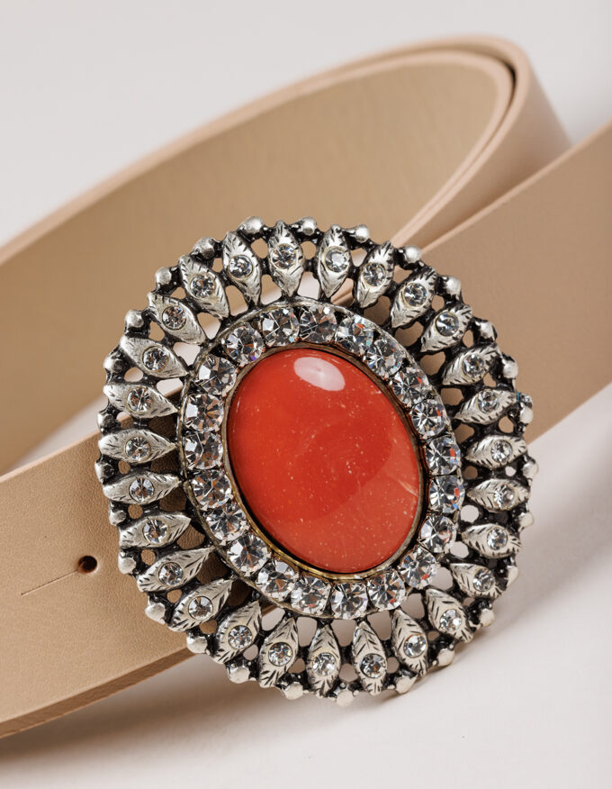 Cinturón Queens Coral. Hebilla color Coral.