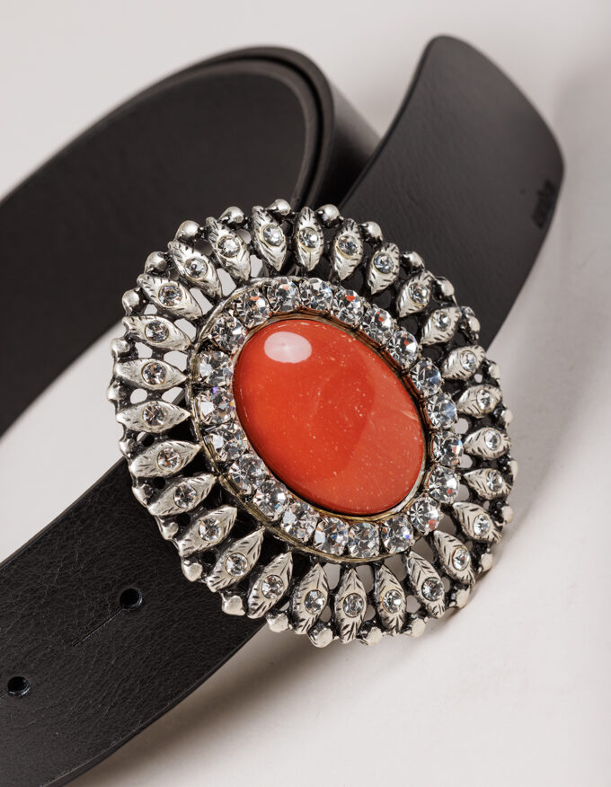 Cinturón Queens Coral. Hebilla color Coral.