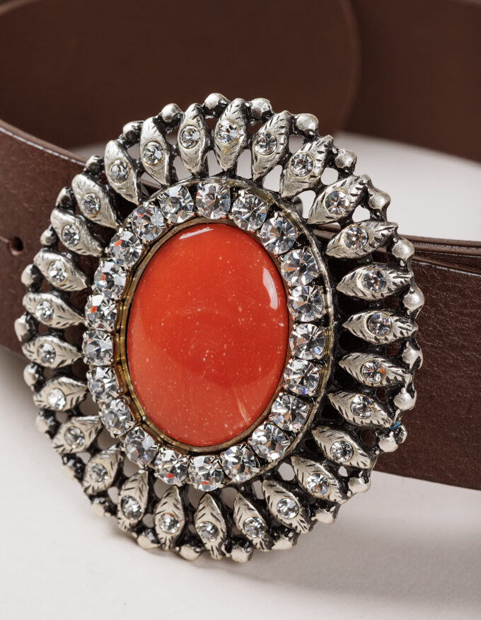 Cinturón Queens Coral. Hebilla color Coral.