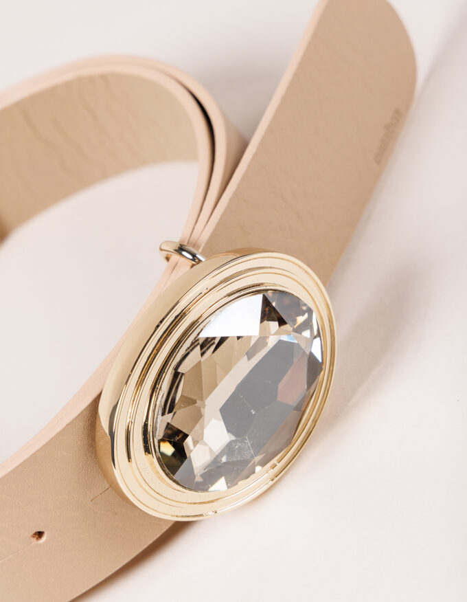 Cinturón Frida Dore. Hebilla joya dorada con cristal color fumé.