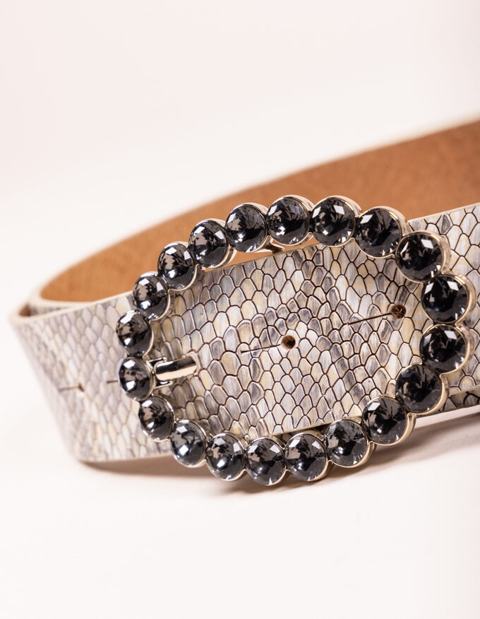 Cinturón Bubble Fumé. Hebilla con cristales color fumé.