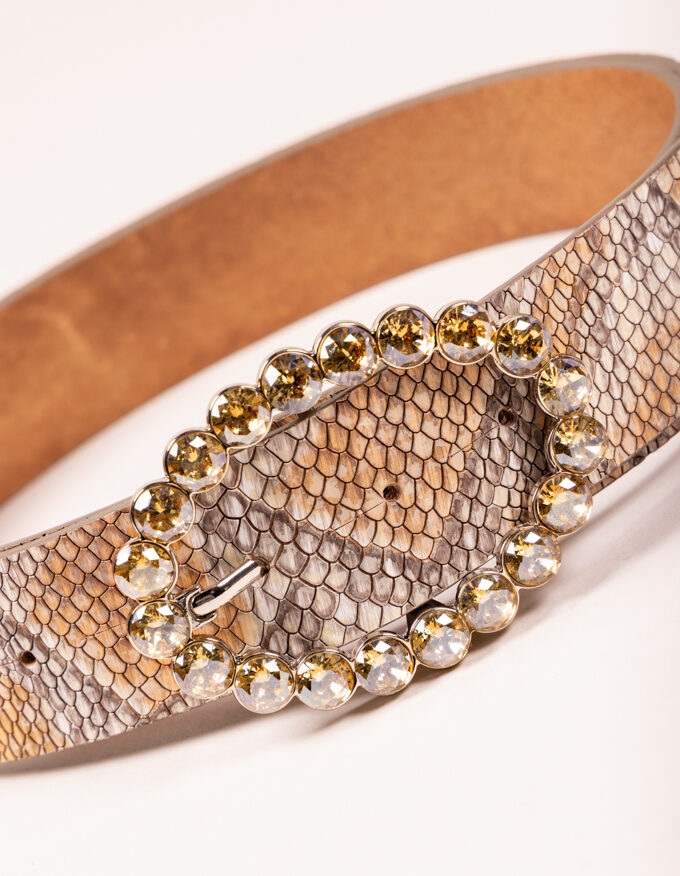 Cinturón Bubble Doré. Hebilla con cristales dorados.