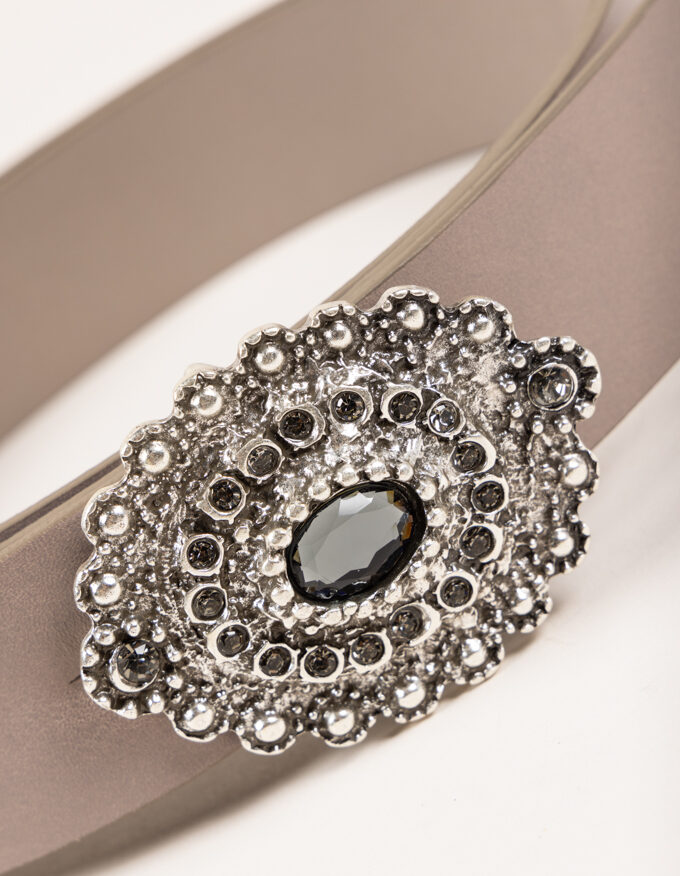 Cinturón Antik Fumé Pack. Hebilla plata con cristales color fumé.