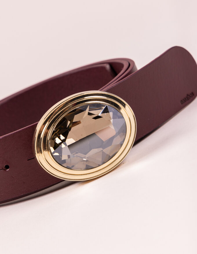 Cinturón Frida Dore. Hebilla joya dorada con cristal color fumé.