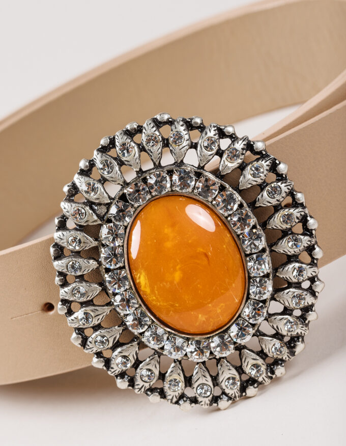 Cinturón Queens Ambar. Hebilla con piedra color ambar.