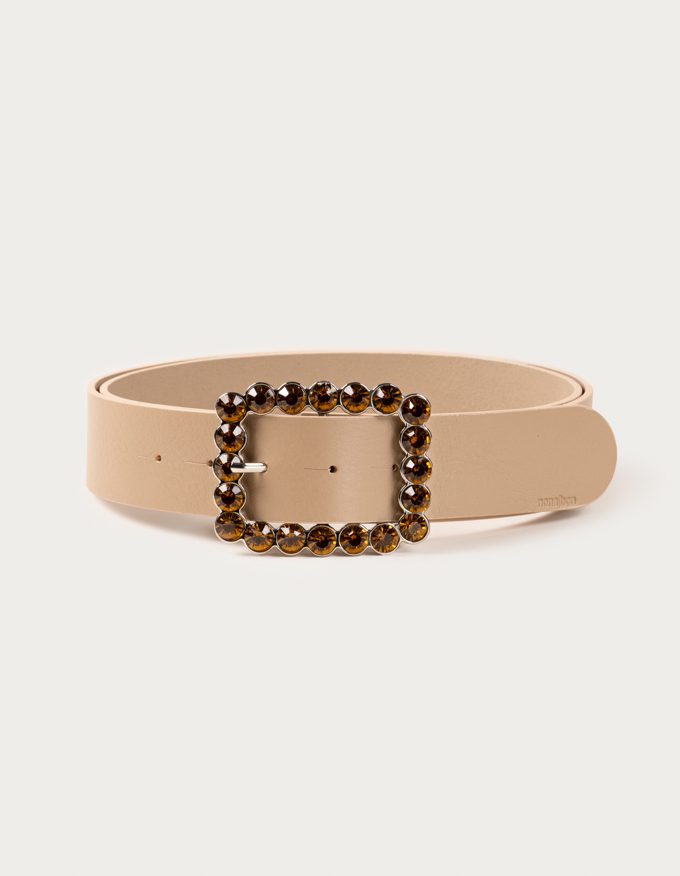 Cinturón Inona Honey. Hebilla joya con cristales color miel.