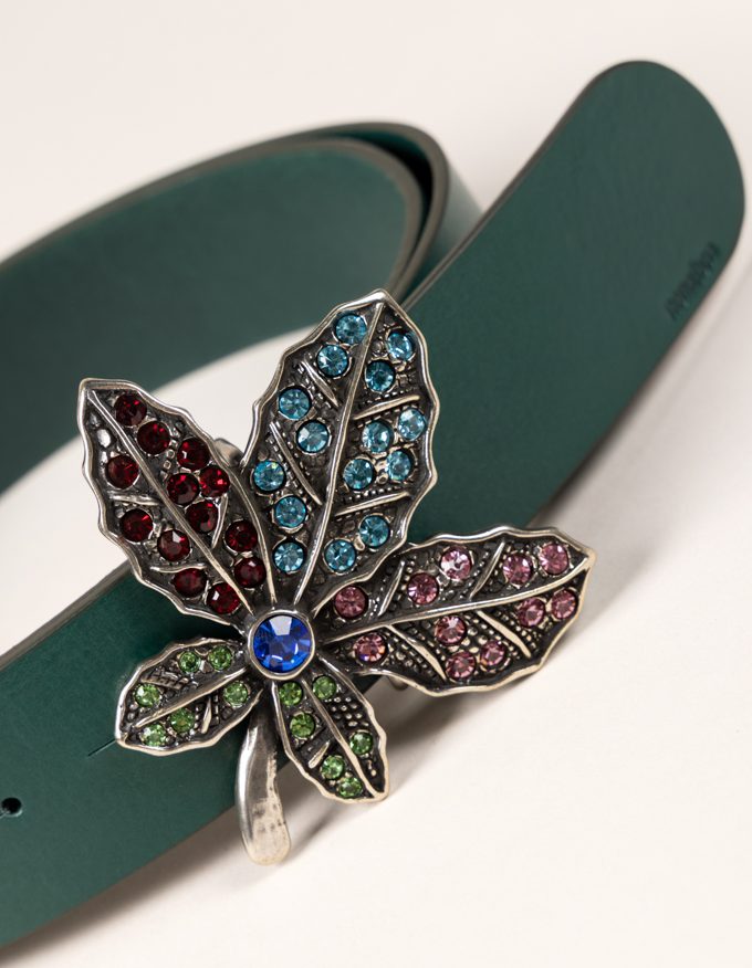 Cinturón Bali. Hebilla flor con cristales de colores.