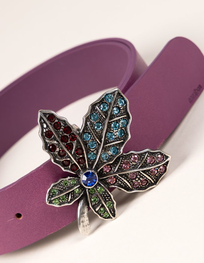 Cinturón Bali. Hebilla flor con cristales de colores.