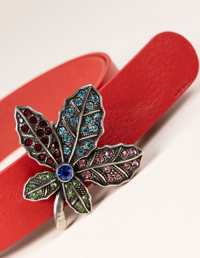 Cinturón Bali. Hebilla flor con cristales de colores.