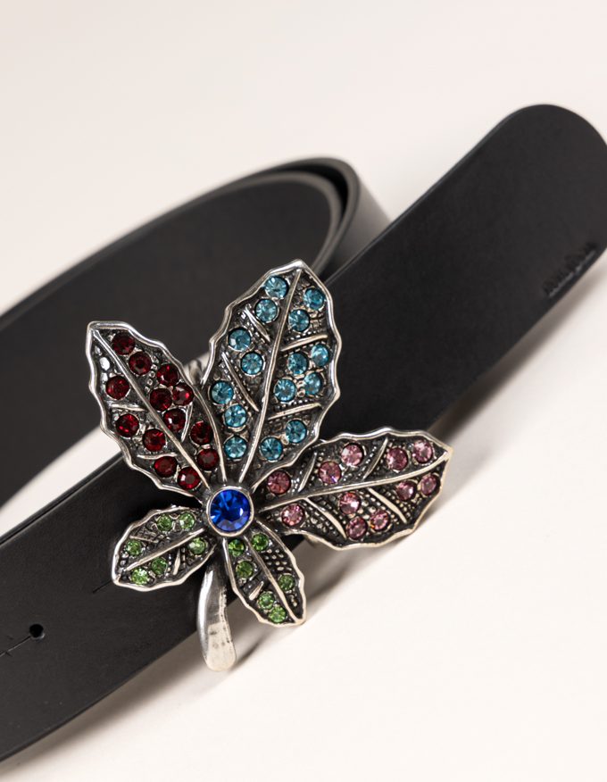 Cinturón Bali. Hebilla flor con cristales de colores.