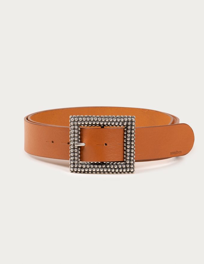 Cinturón Roma. Hebilla cuadrada en plata envejecida.